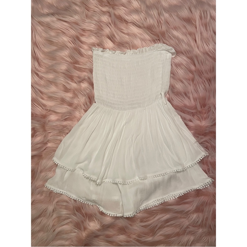 White Ruched Romper - Picture 4 of 5